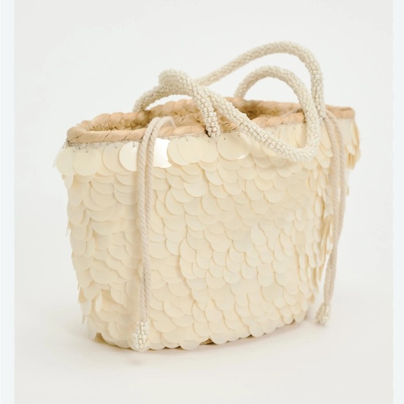 Zara Sequin Mini Basket Bag White - Picture 3 of 10
